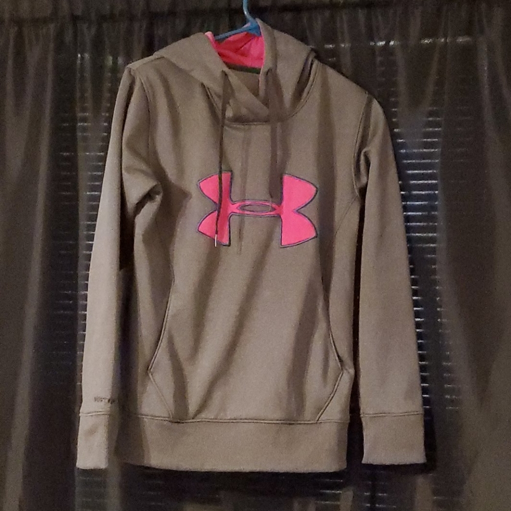 Pink and Gray Under Armour Hoodie